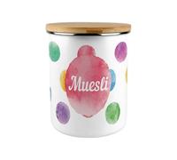 Purely Home Polka Dots Muesli Canister - Multicoloured 2.7L Extra-Large Enamel Storage Tin Kitchen Gifts
