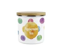 Purely Home Polka Dots Peppermint Tea Storage Canister - 1.2L Large Multicoloured Airtight Enamel Kitchen Storage Gift