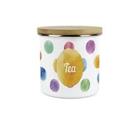 Purely Home Polka Dots Tea Storage Canister - Multicoloured Spotty Housewarming Presents - Metal/enamel Storage Container Kitchen Gift