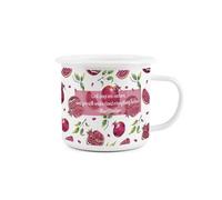 Purely Home Pomegranate Fruit Design Enamel Mug - Albert Einstein Quote Novelty Durable Hot Drinks Outdoor Cup For Travel, Picnics, & Hiking