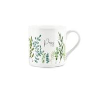 Purely Home Pops Ferns & Greenery - Bone China White Garden Coffee/tea Present Gift For Grandad/grandpa