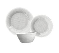 Purely Home Potters Reactive Glaze White Melamine 18 Piece Outdoor Dinnerware Set For 6
