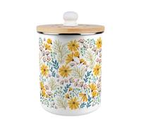 Purely Home Pretty Yellow Daisies Food Waste Caddy - Enamel 2L Kitchen Compost Bin