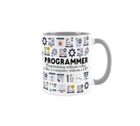 Purely Home Programmer Mug - Humorous Computing & Technology Operator Themed Gifts - Tea/coffee Hot Drinks Grey Ceramic Cup Present