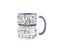 Purely Home Programmer Mug - Humorous Computing & Technology Operator Themed Gifts - Tea/Coffee Hot Drinks Blue Ceramic Cup Present