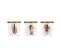 Purely Home Proteas Floral Storage Canister Set - White Metal Tea Coffee Sugar Enamel Kitchen Food Storage Containers Set Of 3