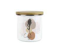 Purely Home Proteas South African Floral Coffee Canister - White Metal Enamel Kitchen Food Storage Container