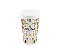 Purely Home Publican Ceramic Travel Mug - Gifts For Pub Landlords - Reusable Silicone Lid Double-Walled Insulated Drinks Flask Cup