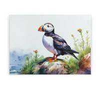 Purely Home Puffin Large Smooth Glass Worktop Protector - Coastal Birds Kitchen Chopping Board