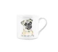 Purely Home Pug Mug - Lifes Better With A Pug Bone China White Mug - Tea/coffee Gift For Dog Lovers