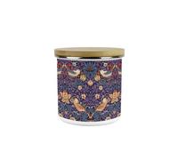 Purely Home Purple Strawberry Thief Canister - Morris Inspired Floral Tapestry Artwork - Enamel Kitchen Medium Storage Container