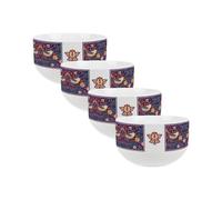 Purely Home Purple Strawberry Thief Ceramic Bowls - Dinnerware Serving/cereal Bowls - Set Of 4