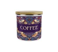 Purely Home Purple Strawberry Thief Coffee Storage Canister - Morris Inspired Floral Tapestry Artwork - 1.2L Enamel Kitchen Storage Container