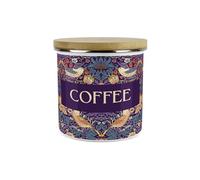 Purely Home Purple Strawberry Thief Coffee Storage Canister - Morris Inspired Floral Tapestry Artwork - 1.2L Enamel Hot Drinks/Food Kitchen Storage Container