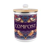 Purely Home Purple Strawberry Thief Compost Caddy - Enamel 2L Kitchen Food Waste Bin