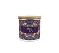 Purely Home Purple Strawberry Thief Decaf Tea Canister - Morris Inspired Floral Tapestry Artwork - Enamel Kitchen Medium Storage Container