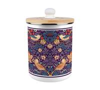 Purely Home Purple Strawberry Thief Food Waste Caddy - Enamel 2L Kitchen Compost Bin
