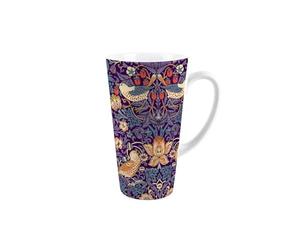 Purely Home Purple Strawberry Thief Latte Mug - William Morris Gifts - Tall Ceramic Tea/Coffee Cup Present