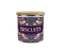 Purely Home Purple Strawberry Thief Small Biscuits Storage Canister - Morris Inspired Floral Tapestry Artwork - 1.2L Enamel Hot Drinks/Food Kitchen Storage Container