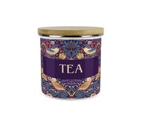 Purely Home Purple Strawberry Thief Tea Storage Canister - Morris Inspired Floral Tapestry Artwork - 1.2L Enamel Kitchen Storage Container