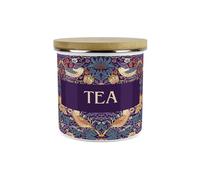 Purely Home Purple Strawberry Thief Tea Storage Canister - Morris Inspired Floral Tapestry Artwork - 1.2L Enamel Hot Drinks/Food Kitchen Storage Container