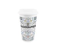 Purely Home Radiographer Ceramic Travel Mug - Reusable Silicone Lid Insulated Drinks Flask Cup Gifts for Radiologic Technologists