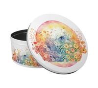 Purely Home Rainbow Cake Tin - Colourful Floral Large Round Metal Kitchen Storage Container for Baking Gift 23 x 10cm