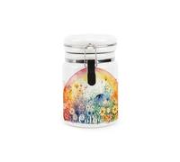 Purely Home Rainbow Flowers Coffee Canister - Vibrant Colourful Sunrise Floral Gifts - Ceramic Kitchen Food Storage Container with Clip Lid 400ml (13.5cm x 8.5cm)