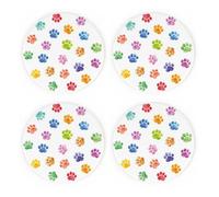 Purely Home Rainbow Paw Prints Coasters - Dog Themed Set Of 4 Round Ceramic Coasters