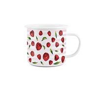 Purely Home Raspberry Striped Enamel Mug Durable Hot Drinks Fruit Stripes Outdoor Cup for Travel Picnics Home Festivals Hiking Mountaineering Fishing