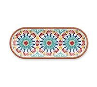 Purely Home Re-usable Rio Medallion Melamine Oval Appetiser Serving Tray, 38cm x 15cm