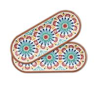 Purely Home Re-usable Rio Medallion Outdoor/BBQ - Plastic/Melamine Oval Appetiser Serving Platter x 1 (1) (Rio Medallion, 2)