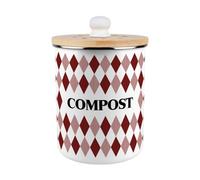 Purely Home Red Argyle Compost Caddy - Metal 2L Decorative Kitchen Food Waste Bin