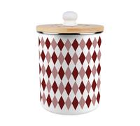Purely Home Red Argyle Food Waste Caddy - Metal 2L Decorative Kitchen Compost Bin