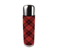 Purely Home Red & Black Tartan Large Reusable Thermal Flask