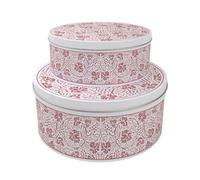 Purely Home Red Oak Leaves & Berries Round Nesting Cake Tin Set - Baking Storage Gift