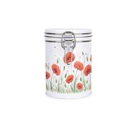 Purely Home Red Poppies Canister - White Metal Clip Lid Kitchen Storage Jar/Container Gift 700ml (13cm x 9.5cm)