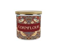 Purely Home Red Strawberry Thief Cornflour Canister - 1.2L Large William Morris Inspired Tapestry Artwork Enamel Kitchen Storage Gift