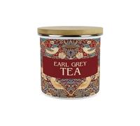 Purely Home Red Strawberry Thief Earl Grey Tea Canister - 1.2L Large William Morris Inspired Tapestry Artwork Enamel Kitchen Storage Gift