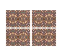 Purely Home Red Strawberry Thief Glass Placemats Set - William Morris Artwork Table Mats Gift - Tempered Glass Non-Slip Feet 4Pk