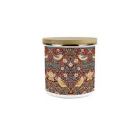 Purely Home Red Strawberry Thief Kitchen Storage Canister - Morris Inspired Tapestry Artwork Homeware Gifts - Medium Enamel Container