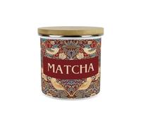 Purely Home Red Strawberry Thief Matcha Canister - 1.2L Large William Morris Inspired Tapestry Artwork Enamel Kitchen Storage Gift