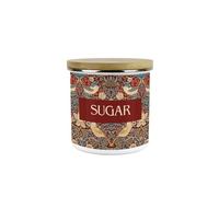 Purely Home Red Strawberry Thief Sugar Storage Canister - Morris Inspired Tapestry Artwork Homeware Gifts - Medium Metal Enamel Kitchen Hot Drinks Storage Container 600ml