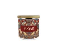 Purely Home Red Strawberry Thief Sugar Storage Canister - Morris Inspired Tapestry Artwork Homeware Gifts - Medium Enamel Kitchencontainer