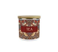 Purely Home Red Strawberry Thief Tea Storage Canister - Morris Inspired Tapestry Artwork Homeware Gifts - Medium Enamel Kitchen Container