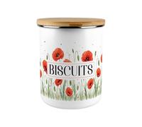 Purely Home Red Summer Poppies Biscuit Canister/Cookie Jar - Extra Large Food Kitchen Storage Container - Poppy Patterned Floral Homewares Gifts