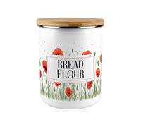 Purely Home Red Summer Poppies Bread Flour Canister - Extra Large Food Kitchen Storage Container - Poppy Patterned Floral Homewares Gifts