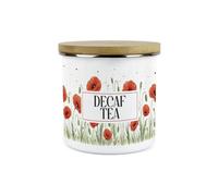 Purely Home Red Summer Poppies Decaf Tea Canister - Poppy Patterned Floral Homewares Gifts - 1.2L Enamel Hot Drinks Kitchen Storage Container