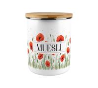 Purely Home Red Summer Poppies Muesli Canister - Extra Large Food Kitchen Storage Container - Poppy Patterned Floral Homewares Gifts