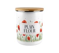 Purely Home Red Summer Poppies Plain Flour Canister - Extra Large Food Kitchen Storage Container - Poppy Patterned Floral Homewares Gifts